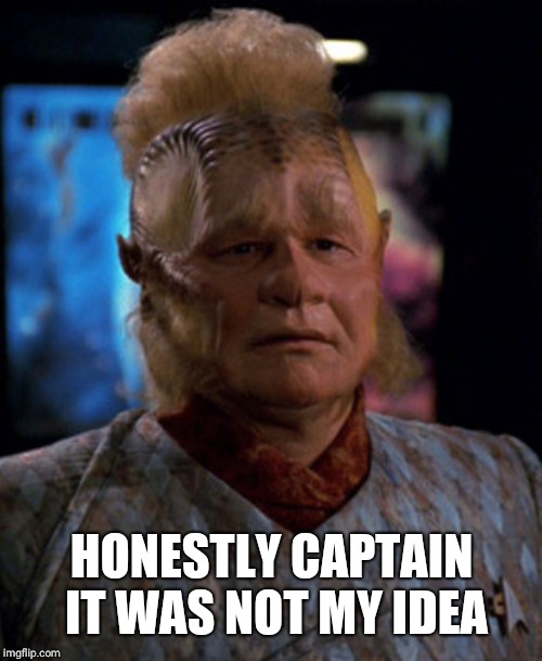 neelix | HONESTLY CAPTAIN IT WAS NOT MY IDEA | image tagged in neelix | made w/ Imgflip meme maker