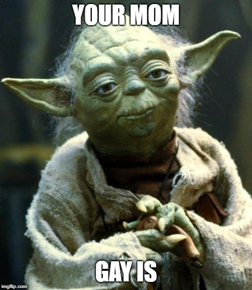 Star Wars Yoda Meme | YOUR MOM; GAY IS | image tagged in memes,star wars yoda | made w/ Imgflip meme maker