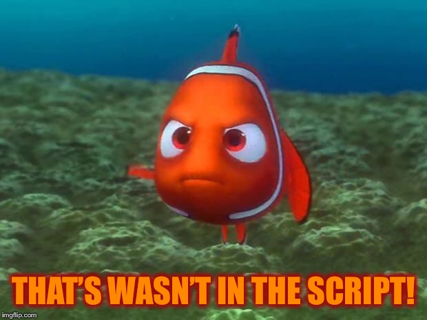 Nemo | THAT’S WASN’T IN THE SCRIPT! | image tagged in nemo | made w/ Imgflip meme maker