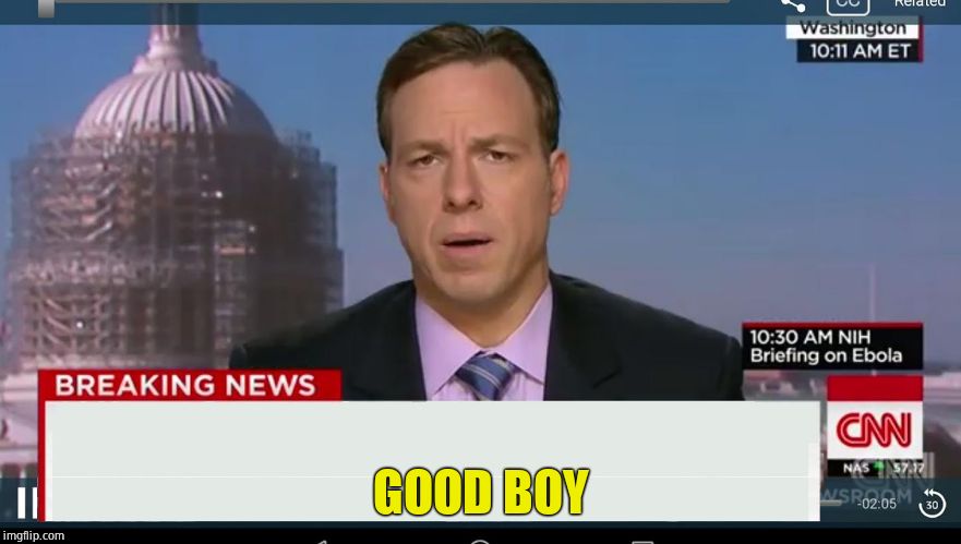 cnn breaking news template | GOOD BOY | image tagged in cnn breaking news template | made w/ Imgflip meme maker
