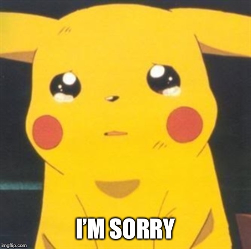 I'm sorry sad pikachu | I’M SORRY | image tagged in i'm sorry sad pikachu | made w/ Imgflip meme maker