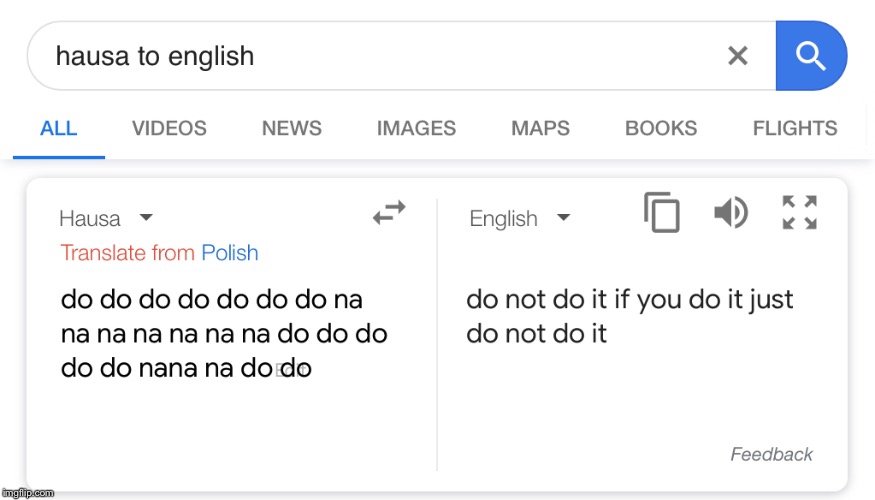 Me When I Use Hausa In Google Translate | image tagged in google translate | made w/ Imgflip meme maker