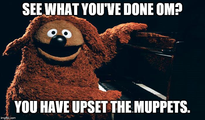 SEE WHAT YOU'VE DONE OM? YOU HAVE UPSET THE MUPPETS. | made w/ Imgflip meme maker
