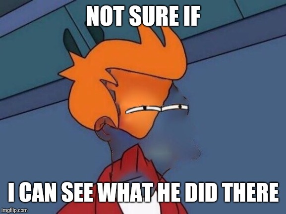 Invisible Futurama Fry Eyes | NOT SURE IF I CAN SEE WHAT HE DID THERE | image tagged in invisible futurama fry eyes | made w/ Imgflip meme maker