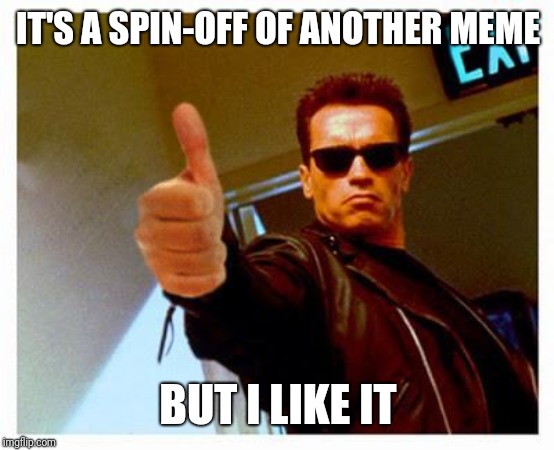 terminator thumbs up | IT'S A SPIN-OFF OF ANOTHER MEME BUT I LIKE IT | image tagged in terminator thumbs up | made w/ Imgflip meme maker
