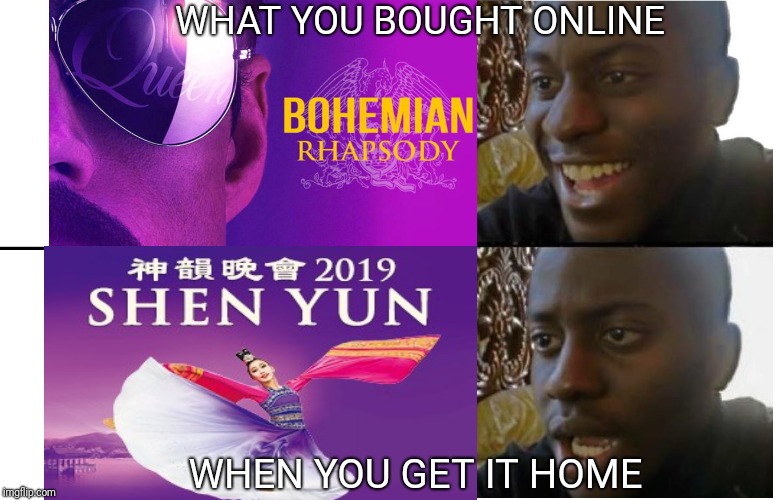 Disappointed black guy buys a dvd | WHAT YOU BOUGHT ONLINE; WHEN YOU GET IT HOME | image tagged in disappointed black guy | made w/ Imgflip meme maker