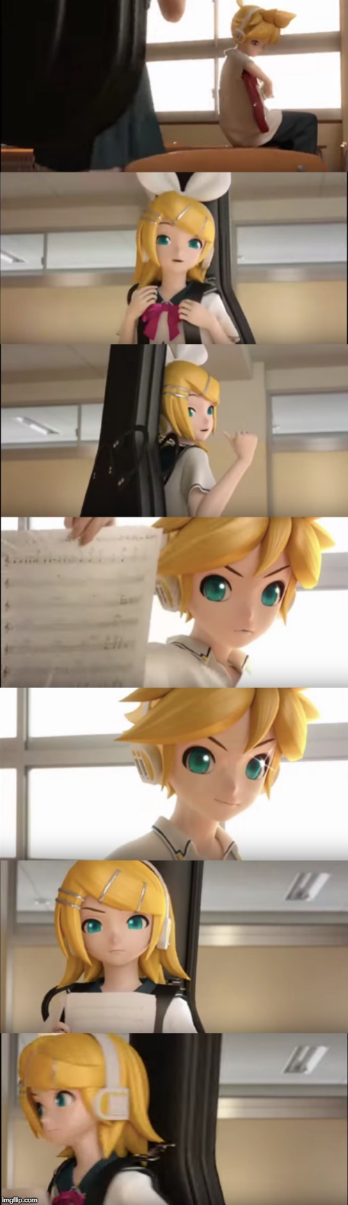 High Quality Rin and Len Kagamine Sibling Conversation Blank Meme Template