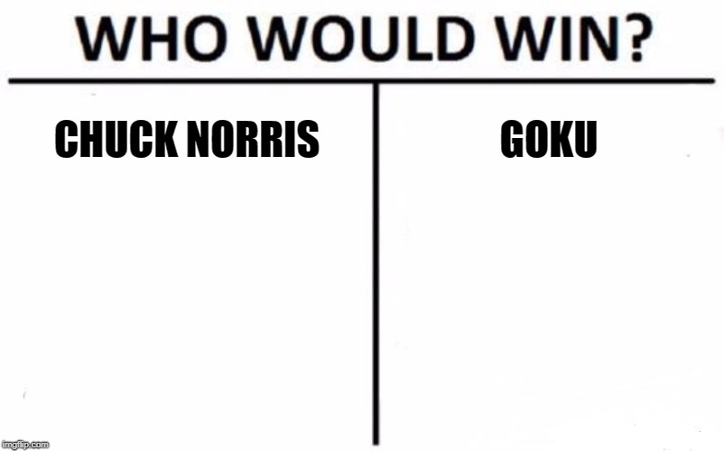Who Would Win? Meme | CHUCK NORRIS; GOKU | image tagged in memes,who would win | made w/ Imgflip meme maker
