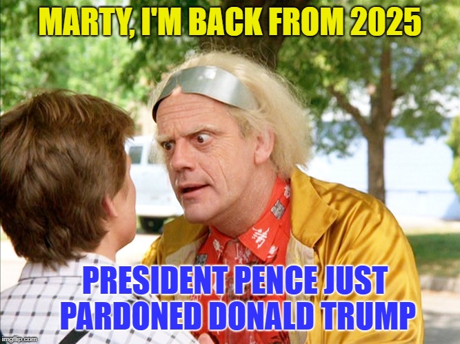 MARTY, I'M BACK FROM 2025 PRESIDENT PENCE JUST PARDONED DONALD TRUMP | made w/ Imgflip meme maker