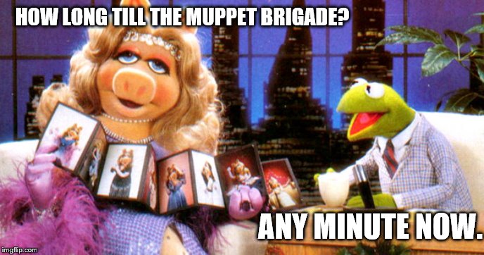 HOW LONG TILL THE MUPPET BRIGADE? ANY MINUTE NOW. | made w/ Imgflip meme maker