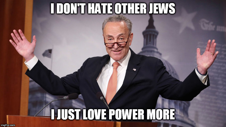 Chuck Schumer | I DON'T HATE OTHER JEWS I JUST LOVE POWER MORE | image tagged in chuck schumer | made w/ Imgflip meme maker