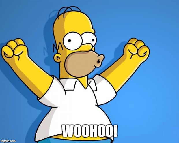 Woohoo Homer Simpson | WOOHOO! | image tagged in woohoo homer simpson | made w/ Imgflip meme maker