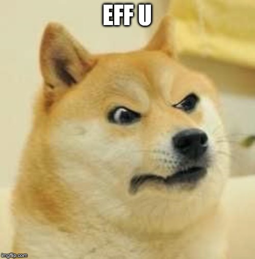 angry doge | EFF U | image tagged in angry doge | made w/ Imgflip meme maker