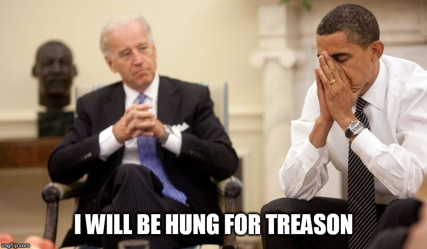 Biden Obama | I WILL BE HUNG FOR TREASON | image tagged in biden obama | made w/ Imgflip meme maker