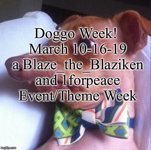 Doggo Week! March 10-16 a Blaze_the_Blaziken and 1forpeace Event! | Doggo Week! March 10-16-19 a Blaze_the_Blaziken and 1forpeace Event/Theme Week | image tagged in tuna the dog phteven,masqurade_,memes,doggo,doggo week | made w/ Imgflip meme maker