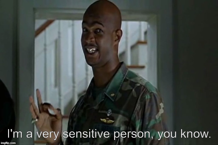 Major Payne - Sensitive Sensible | I'm a very sensitive person, you know. | image tagged in major payne - sensitive sensible | made w/ Imgflip meme maker