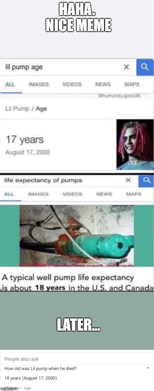 You learn something everyday |  HAHA. NICE MEME; LATER... | image tagged in lil pump,waitwhat,i have died,you learn something everyday,what do you mean | made w/ Imgflip meme maker