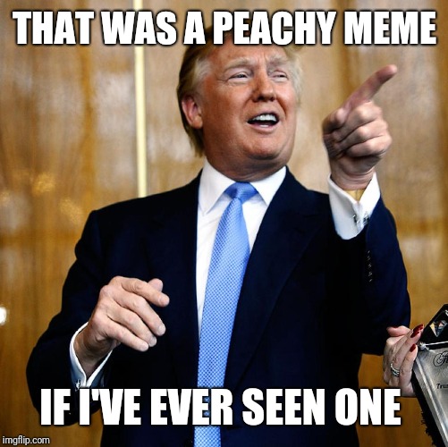Donal Trump Birthday | THAT WAS A PEACHY MEME IF I'VE EVER SEEN ONE | image tagged in donal trump birthday | made w/ Imgflip meme maker