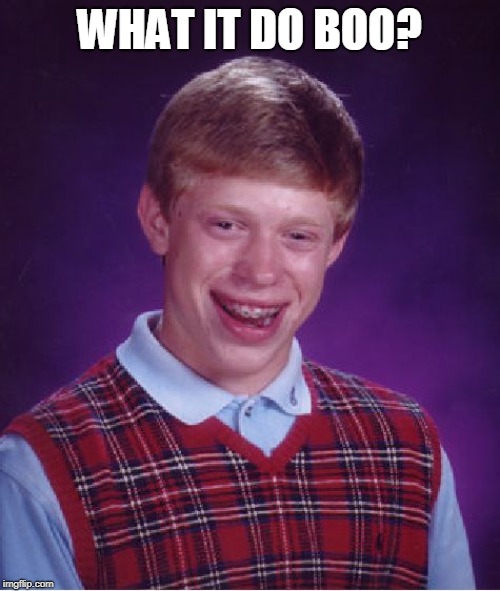 Bad Luck Brian Meme | WHAT IT DO BOO? | image tagged in memes,bad luck brian | made w/ Imgflip meme maker