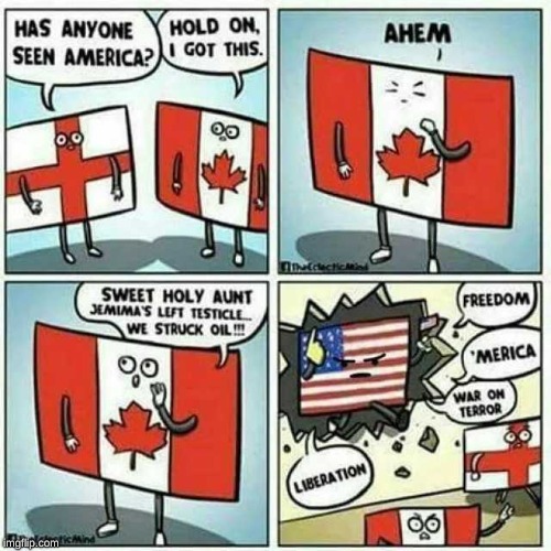 Fight For The Oil! | image tagged in memes,funny,canada,america,oil | made w/ Imgflip meme maker