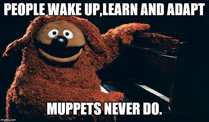 PEOPLE WAKE UP,LEARN AND ADAPT MUPPETS NEVER DO. | made w/ Imgflip meme maker