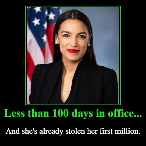 AOC: Learning the ropes. | image tagged in funny,demotivationals,first million dollars,fraud,crazy alexandria ocasio-cortez | made w/ Imgflip demotivational maker
