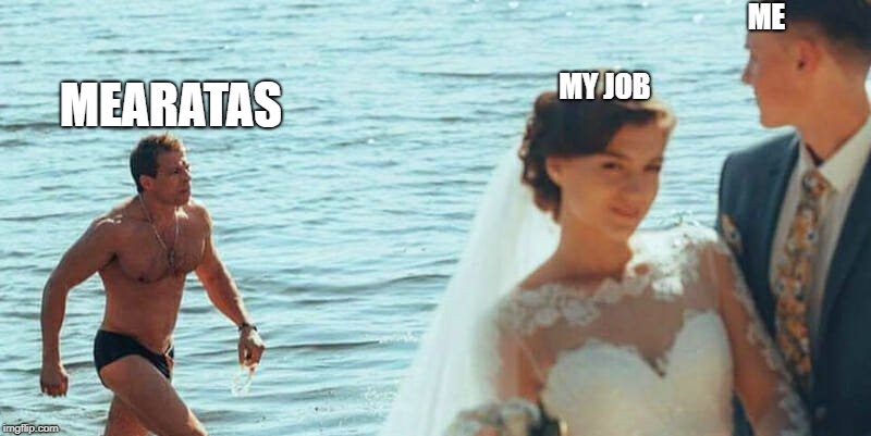 Distracted Groom | ME; MEARATAS; MY JOB | image tagged in distracted groom | made w/ Imgflip meme maker