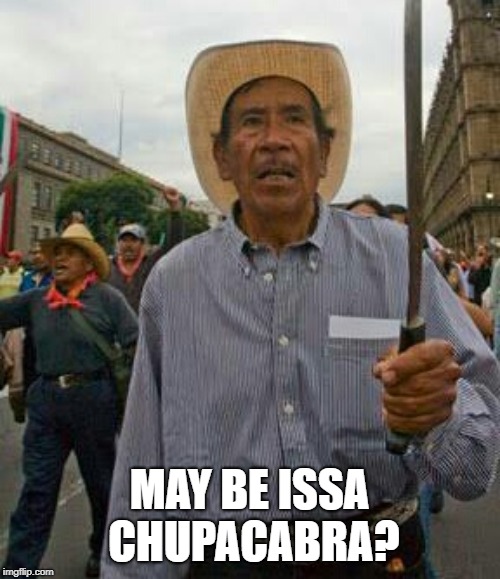 Angry mexican | MAY BE ISSA CHUPACABRA? | image tagged in angry mexican | made w/ Imgflip meme maker