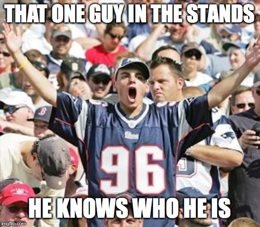 Sports Fans | THAT ONE GUY IN THE STANDS; HE KNOWS WHO HE IS | image tagged in sports fans | made w/ Imgflip meme maker