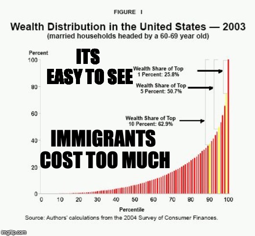 Wealth Redistribution is killing the middle class, not the poor or immigrants | ITS EASY TO SEE; IMMIGRANTS COST TOO MUCH | image tagged in wealth distribution | made w/ Imgflip meme maker