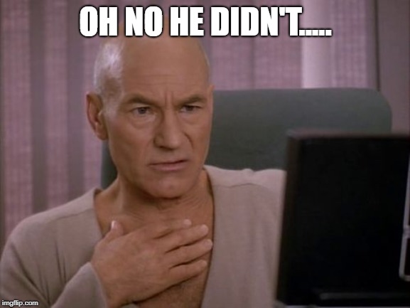 OH MY GOD PICARD | OH NO HE DIDN'T..... | image tagged in oh my god picard | made w/ Imgflip meme maker