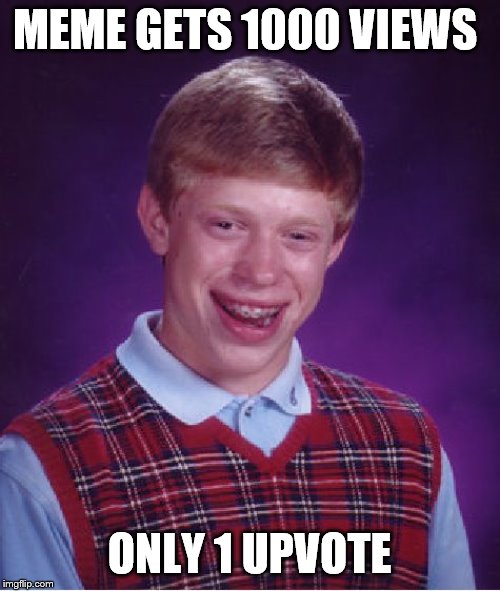 Bad Luck Brian Meme | MEME GETS 1000 VIEWS ONLY 1 UPVOTE | image tagged in memes,bad luck brian | made w/ Imgflip meme maker