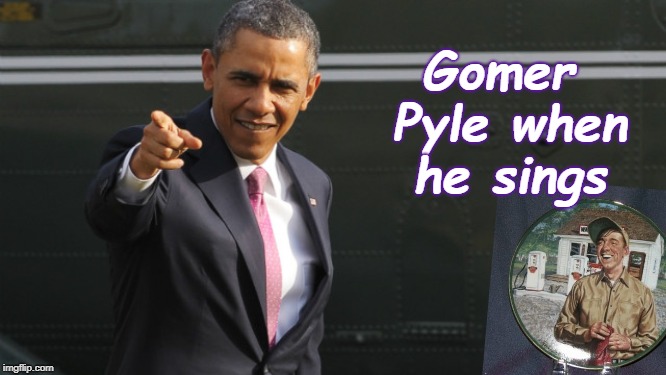 Obama You're Welcome | Gomer Pyle when he sings | image tagged in obama you're welcome | made w/ Imgflip meme maker