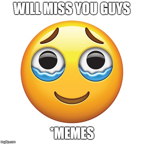 Happy Crying Emoji | WILL MISS YOU GUYS; *MEMES | image tagged in happy crying emoji | made w/ Imgflip meme maker