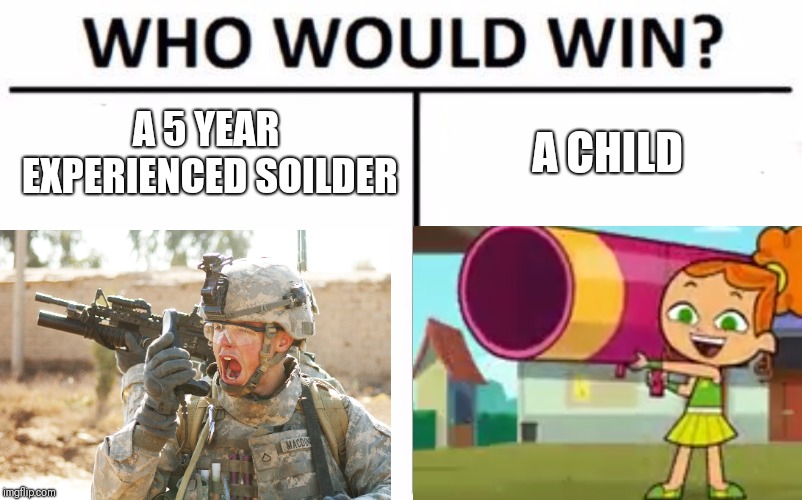 A 5 YEAR EXPERIENCED SOILDER; A CHILD | image tagged in guns,total drama | made w/ Imgflip meme maker