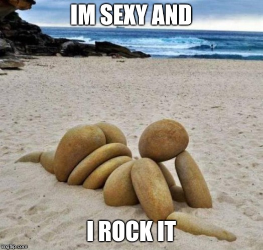 IM SEXY AND; I ROCK IT | image tagged in rocks | made w/ Imgflip meme maker