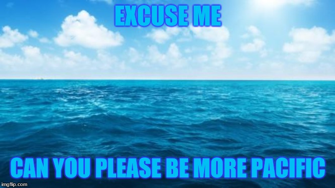 Ocean | EXCUSE ME; CAN YOU PLEASE BE MORE PACIFIC | image tagged in ocean | made w/ Imgflip meme maker
