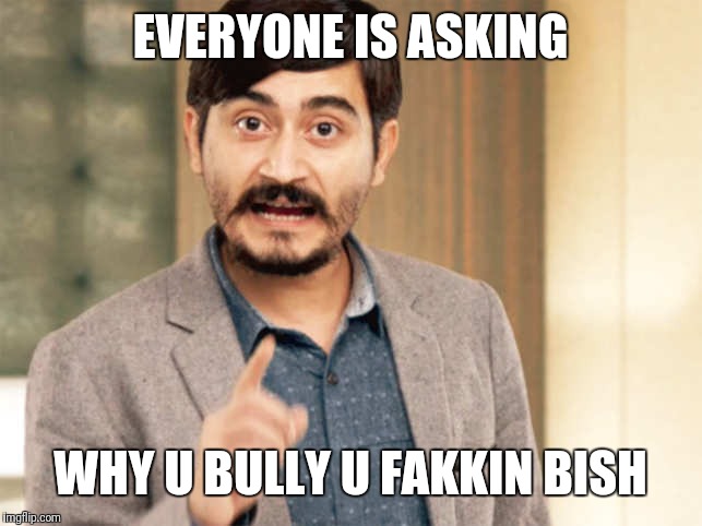 why u bully | EVERYONE IS ASKING; WHY U BULLY U FAKKIN BISH | image tagged in bully | made w/ Imgflip meme maker
