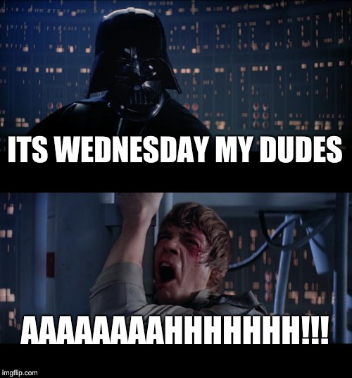 Star Wars No Meme | ITS WEDNESDAY MY DUDES; AAAAAAAAHHHHHHH!!! | image tagged in memes,star wars no | made w/ Imgflip meme maker