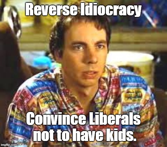 Idiocracy Frito | Reverse Idiocracy; Convince Liberals not to have kids. | image tagged in idiocracy frito | made w/ Imgflip meme maker