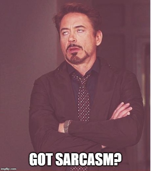 Face You Make Robert Downey Jr Meme | GOT SARCASM? | image tagged in memes,face you make robert downey jr | made w/ Imgflip meme maker