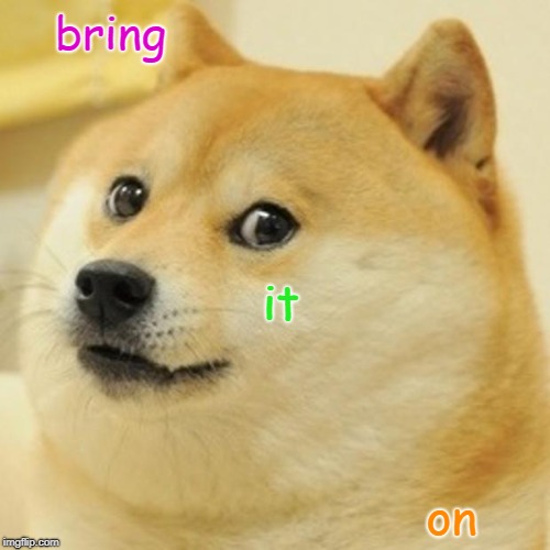 Doge Meme | bring; it; on | image tagged in memes,doge | made w/ Imgflip meme maker