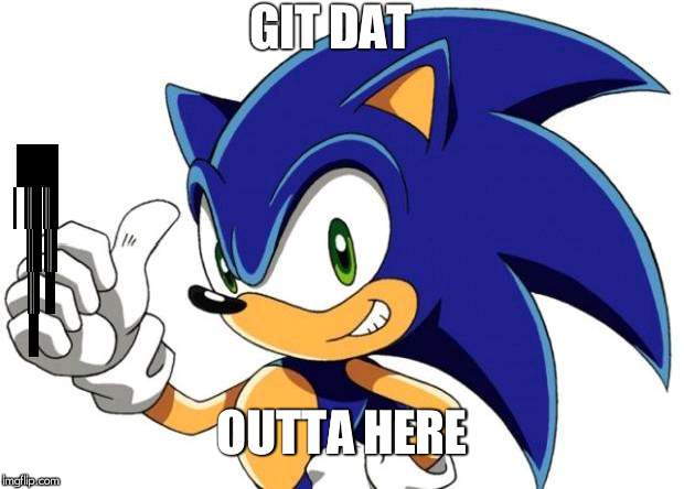 GIT DAT OUT KID | GIT DAT; OUTTA HERE | image tagged in sonic the hedgehog approves | made w/ Imgflip meme maker