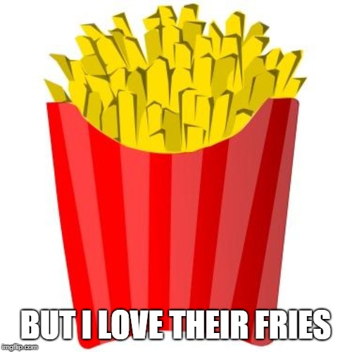 French fries | BUT I LOVE THEIR FRIES | image tagged in french fries | made w/ Imgflip meme maker