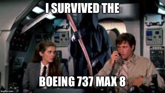 Boeing 737 Airplane | I SURVIVED THE; BOEING 737 MAX 8 | image tagged in boeing 737 airplane | made w/ Imgflip meme maker