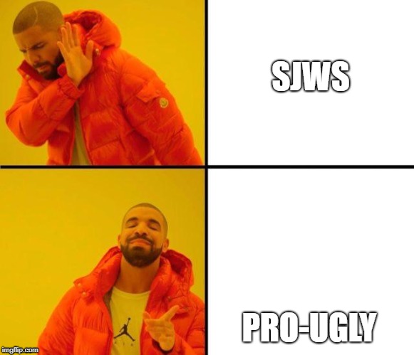 drake meme | SJWS; PRO-UGLY | image tagged in drake meme | made w/ Imgflip meme maker