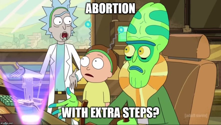 rick and morty-extra steps | ABORTION WITH EXTRA STEPS? | image tagged in rick and morty-extra steps | made w/ Imgflip meme maker