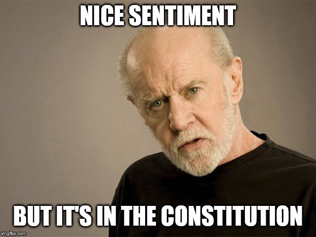 George Carlin | NICE SENTIMENT BUT IT'S IN THE CONSTITUTION | image tagged in george carlin | made w/ Imgflip meme maker
