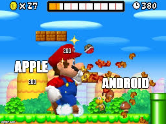 APPLE; ANDROID | image tagged in super mario | made w/ Imgflip meme maker