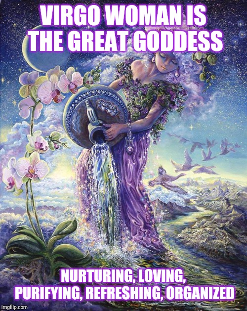 Orchid Goddess | VIRGO WOMAN IS THE GREAT GODDESS; NURTURING, LOVING, PURIFYING, REFRESHING, ORGANIZED | image tagged in orchid goddess | made w/ Imgflip meme maker